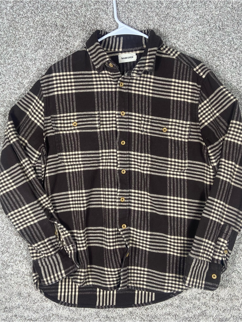Taylor Stitch Flannel Mens Size 40 Brown Button Down The Carter Shirt Outdoor